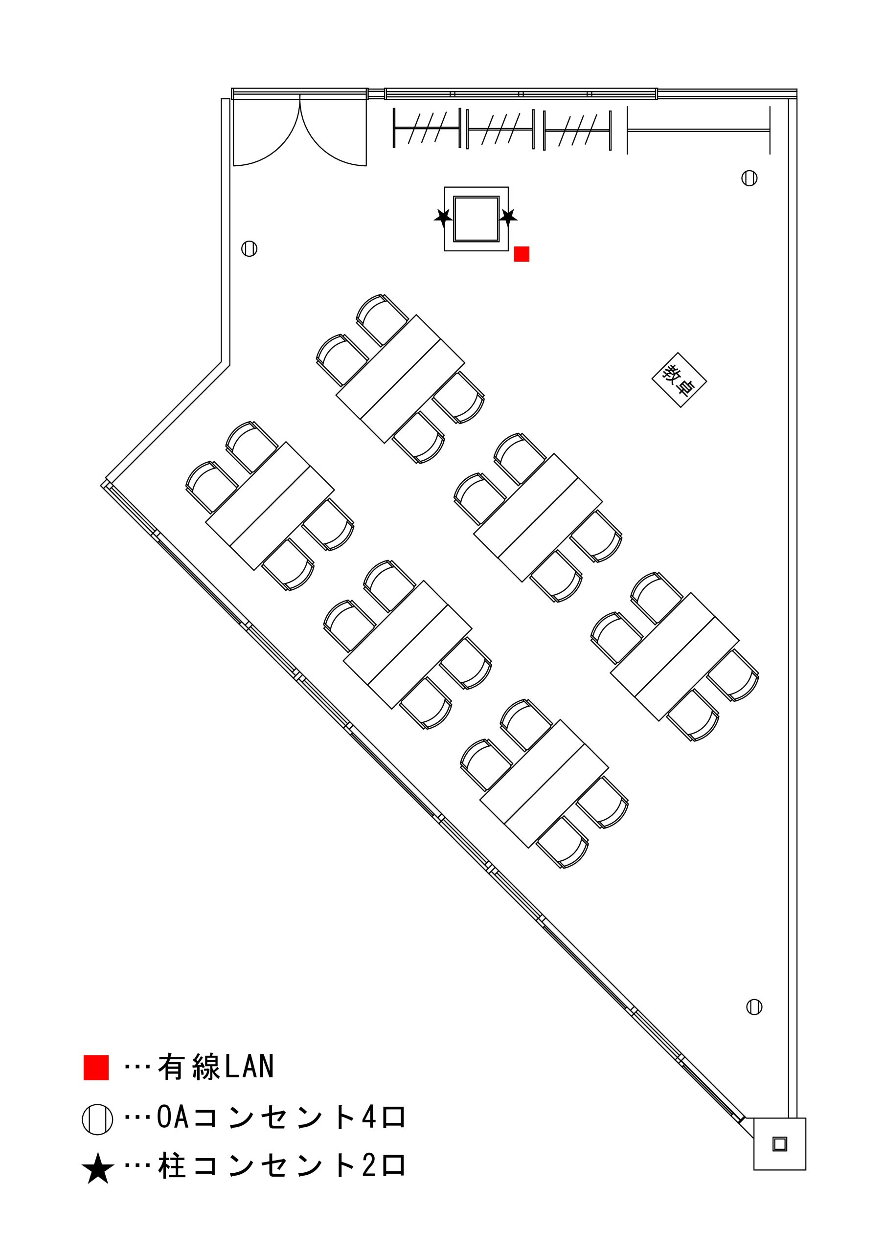 島型形式 4名掛け6島（24名）